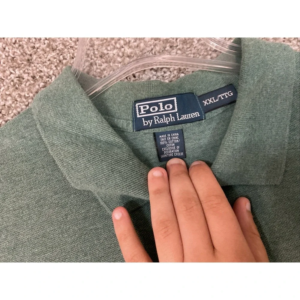 Polo Ralph Lauren Shirt Mens XXL Forest Green Cotton Short Sleeves Red Pony Logo